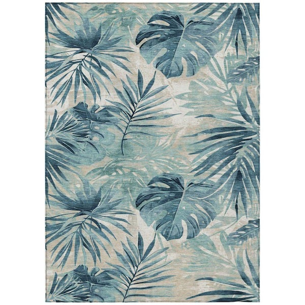 Chantille Machine Washable Indoor/Outdoor Abstract ACN1886 Teal 10 ft. x 14 ft. Accent Rug