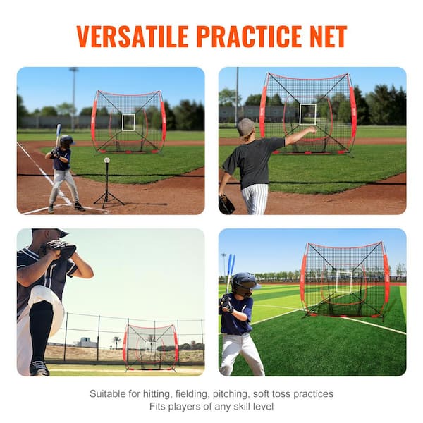 VEVOR 7 ft. x 7 ft. Baseball Softball Practice Net with Strike