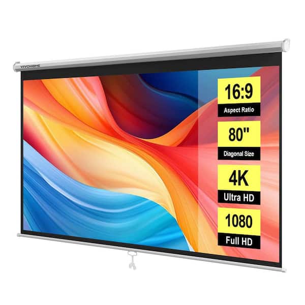 VIVOHOME 100 in. Manual Pull Down Projector Screen X002CMJAQF