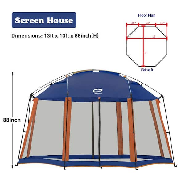 13 ft. x 13 ft. Screened Mesh Net Wall Canopy Tent Camping