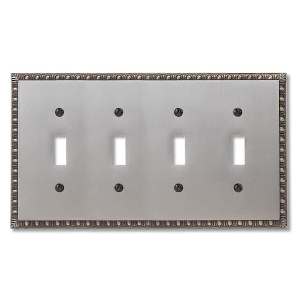 AMERELLE Antiquity 4 Gang Toggle Metal Wall Plate - Antique Nickel