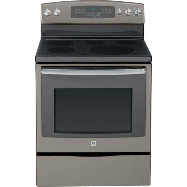 GE 5.3 cu. ft. Electric Range with Self-Cleaning Convection Oven in Slate