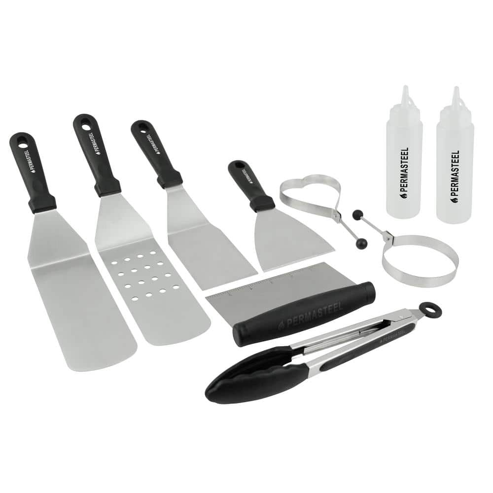 HaSteeL Griddle Accessories Set Stainless Steel Griddle Tools Kit of 10 for Fla