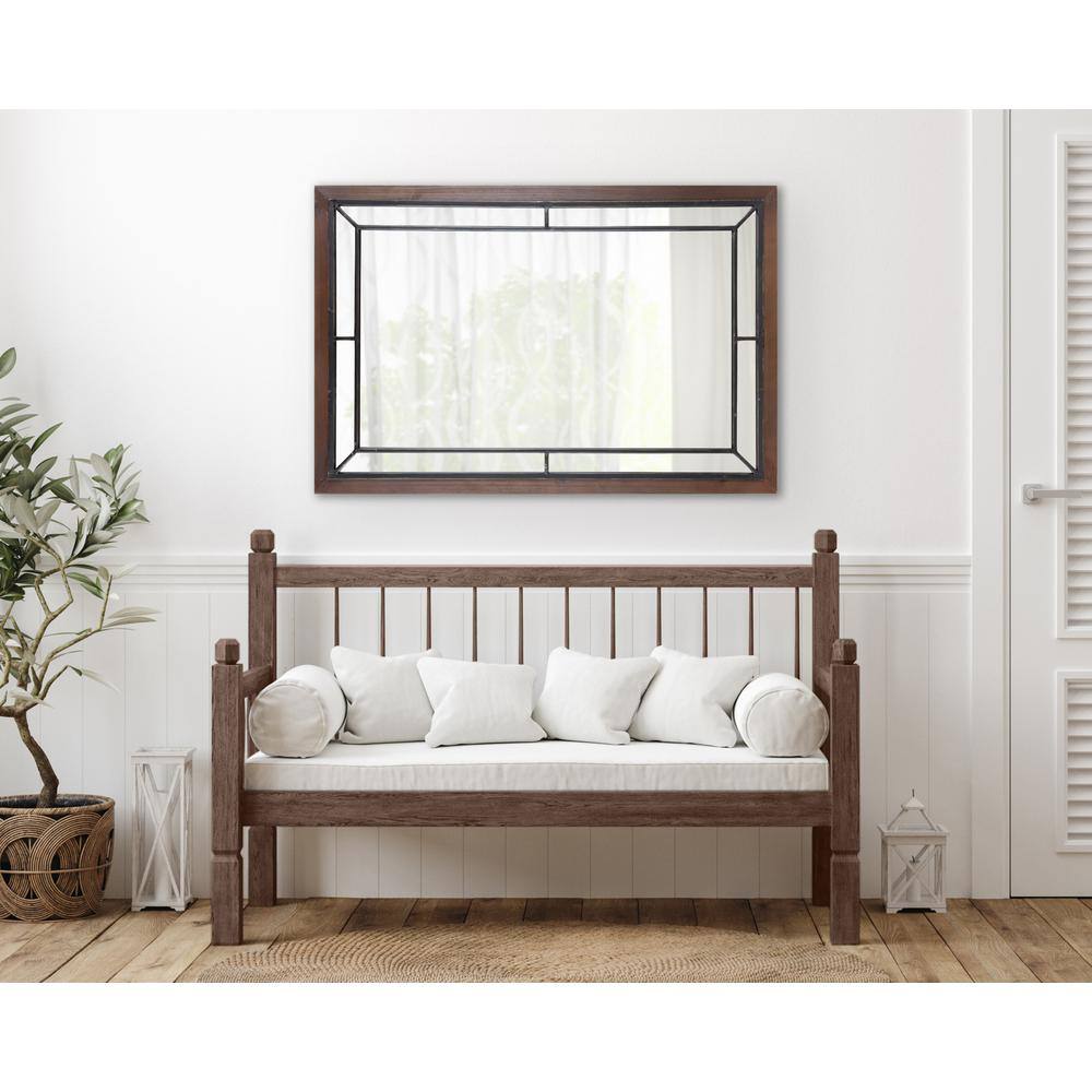 Audubon Rustic Brown Wood and Metal Rectangular Vanity Mirror