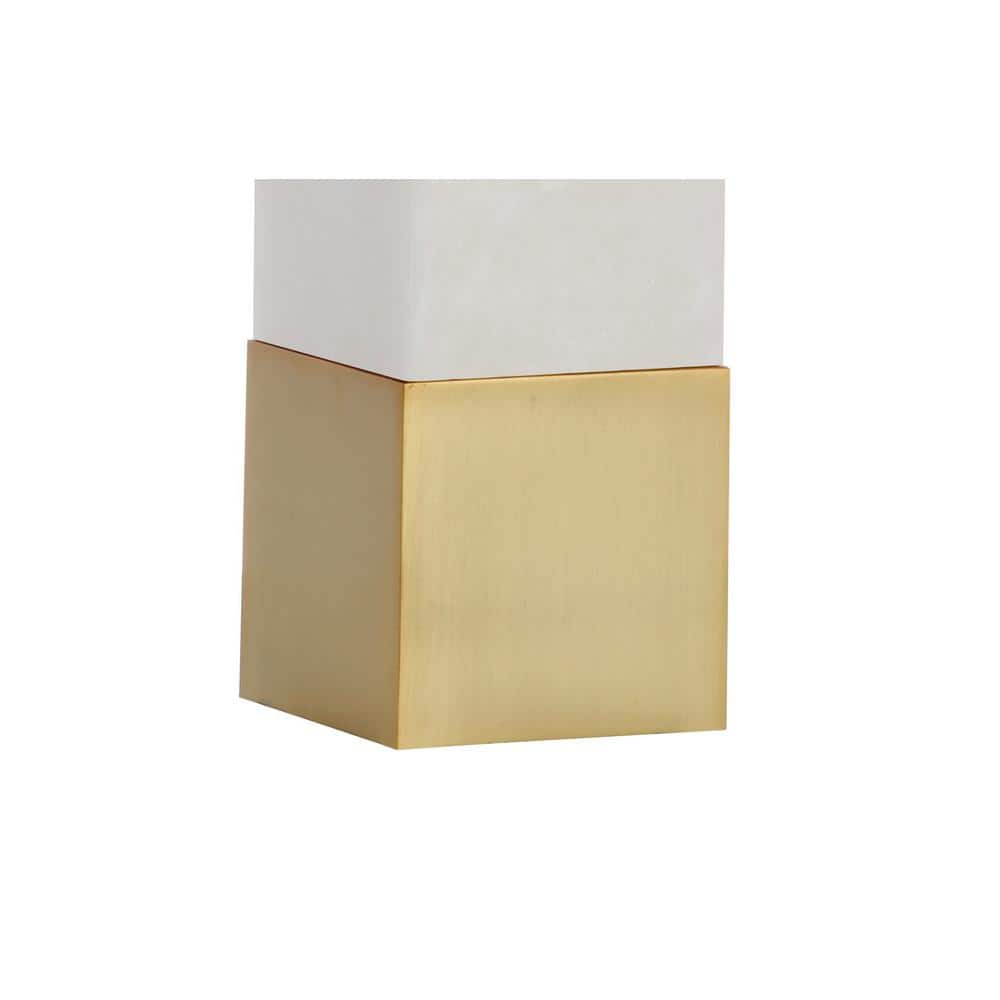 Elegant 29" White Marble & Brushed Brass LED Table Lamp