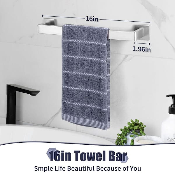 Modern 5-Piece Wall Mounted Bath Hardware Set with Towel Bar, Ring, Paper Holder and Hooks in Brushed Nickel