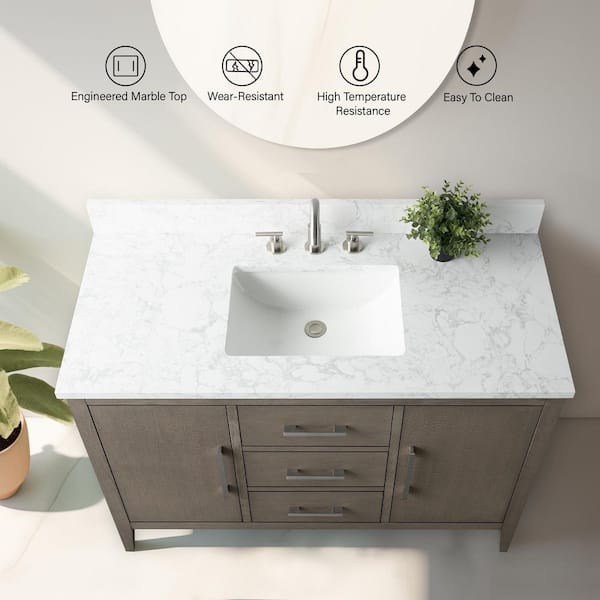 Vanity Art 48 in. W x 22 in. D x 34 in. H Single Sink Bathroom