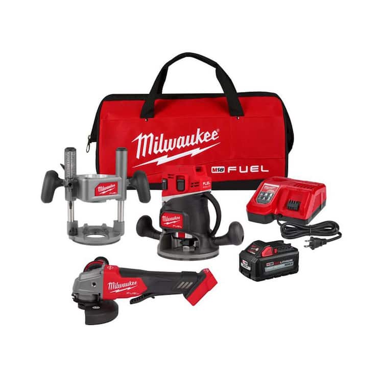 Milwaukee M18 FUEL 18-Volt Lithium-Ion Cordless Brushless 1/2 in. Router Plunge Base Kit w/ 4-1/2 in. /5 in. Grinder