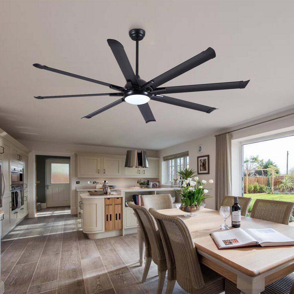 84 in. Indoor/Outdoor Industrial Black Ceiling Fan with LED Light and Remote Control price history on PriceWatchPro