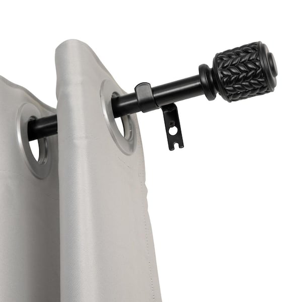 Utopia Alley Wall Mounted 3/4 in. Curtain Rod - Curtain Rods For Windows 86 to 120 in., Adjustable Drapery Rods, Black