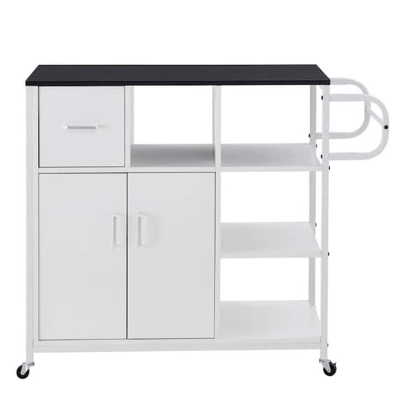 Unbranded Alfonzia Matt Black Kitchen Island with Wheel