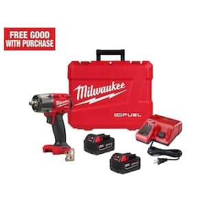 M18 FUEL 18V Lithium-Ion Brushless Cordless 1/2 in. Mid-Torque Impact Wrench with Friction Ring Kit, Resistant Batteries