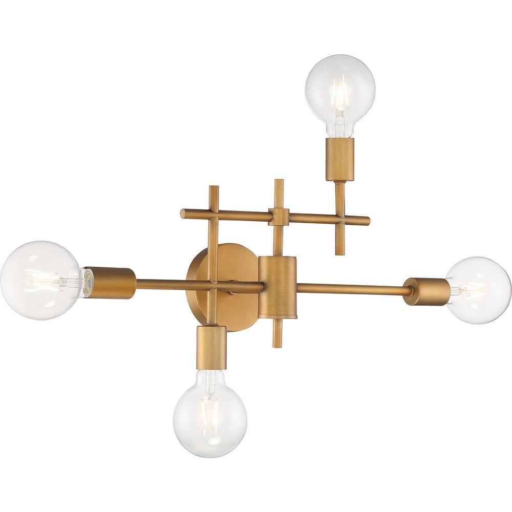 Delphi Geometric 4-Light Vanity in Aged Gold and Black Finish