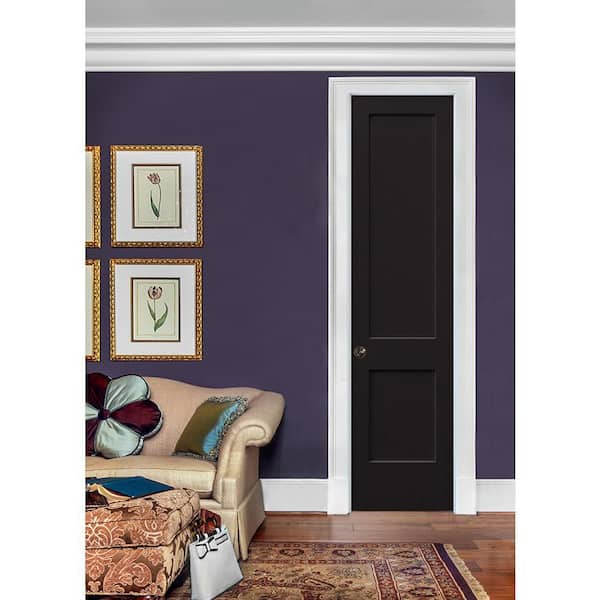 32 in. x 96 in. Monroe Black Painted Right-Hand Smooth Solid Core Molded Composite MDF Single Prehung Interior Door