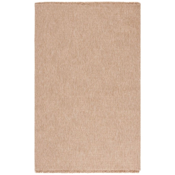 Retreat Natural 9 ft. x 12 ft. Solid Geometric Indoor/Outdoor Area Rug