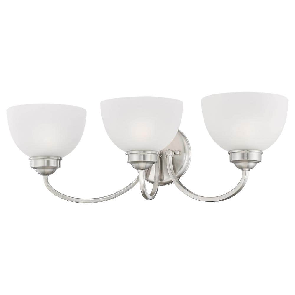 Somerset Brushed Nickel 3-Light Vanity with Satin Glass