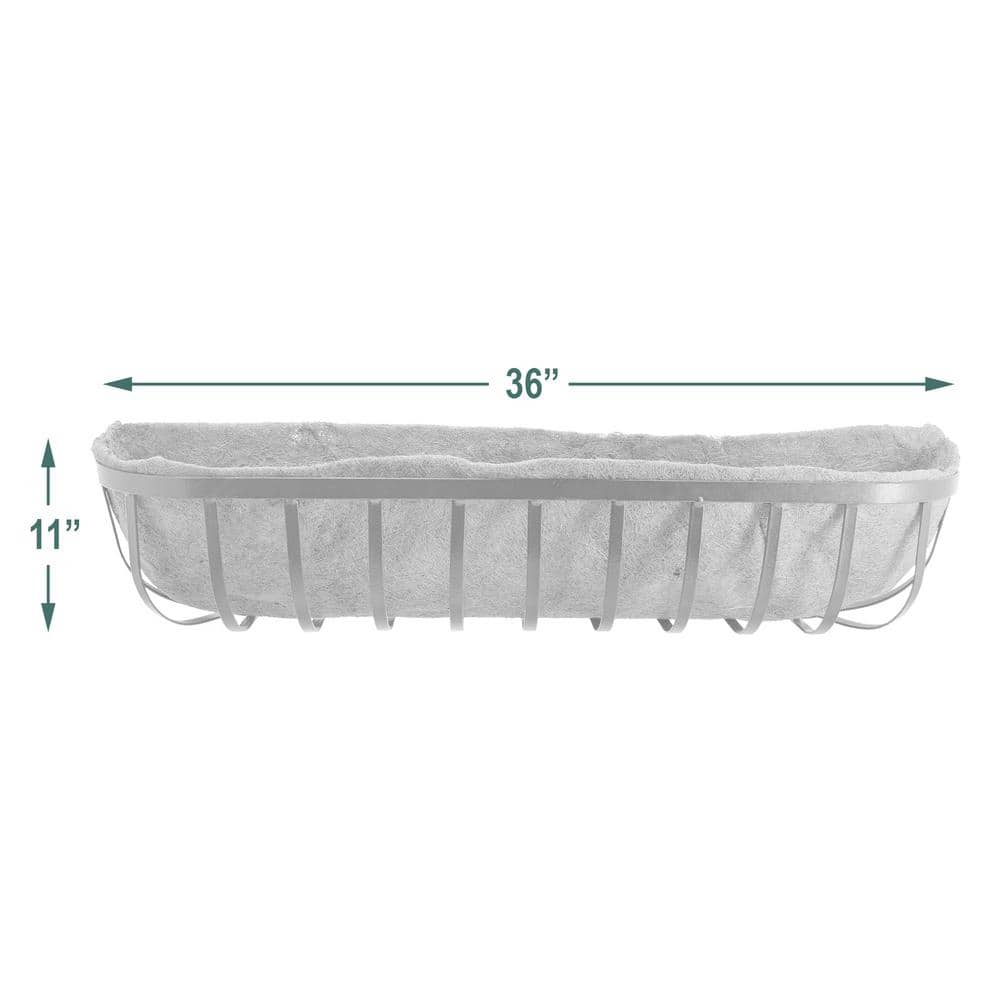 Solstice 36" Black Metal Rectangular Wall Planter with Coconut Liner