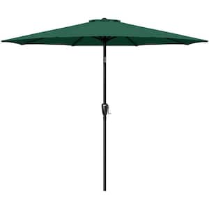 9 ft. Alloy Steel Market Patio Umbrella with Button Tilt, Crank and 8 Sturdy Ribs for Garden in Green