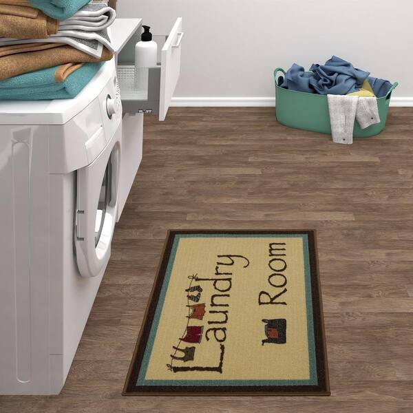 Ottomanson Laundry Collection Non-Slip Rubberback Laundry Text 2x5 Laundry  Room Runner Rug, 20 in. x 59 in., Red LA4040-20X59 - The Home Depot