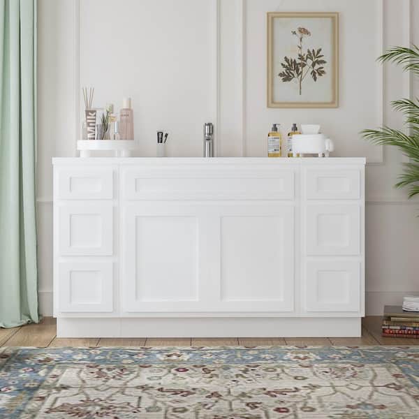 Vanity Art 63 in. W x 21 in. D x 32.5 in. H Bath Vanity Cabinet without Top in White
