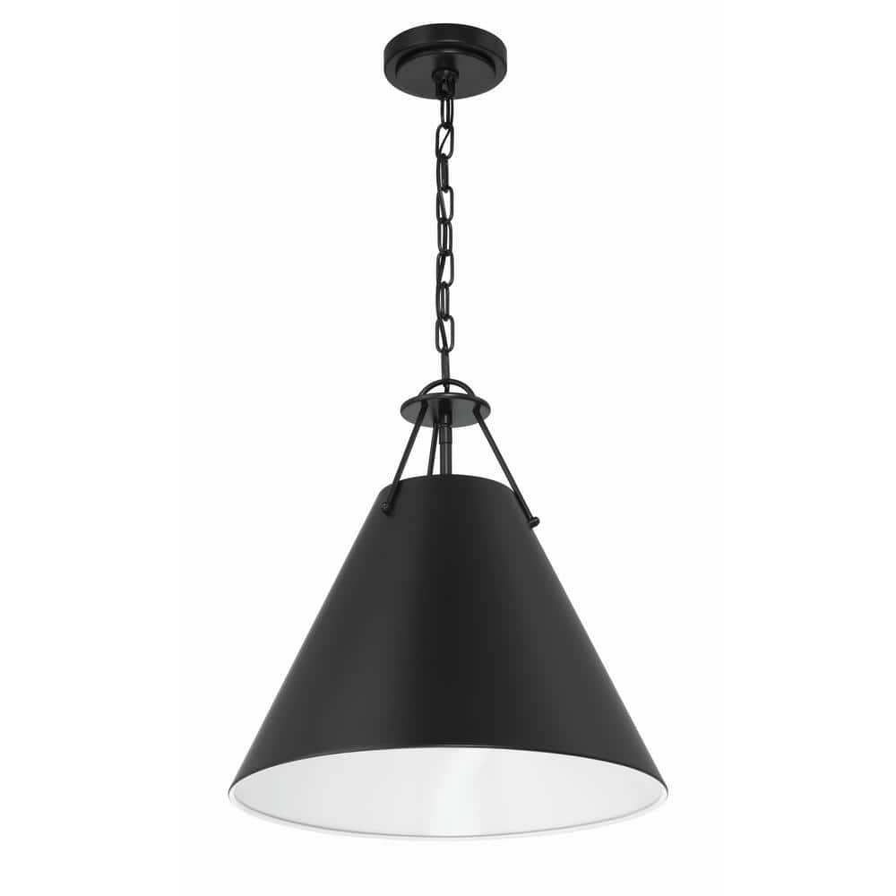 Xavier Matte Black Steel 3-Light Pendant with Conical Shade