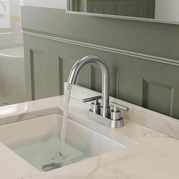 2-Pack 4 in. Centerset Double-Handle Bathroom Faucet 2 or 3 Hole in Brushed Nickel Drain Not Included