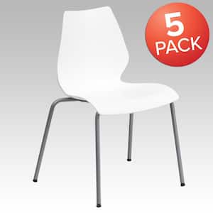 White Plastic Stack Chairs (Set of 5)