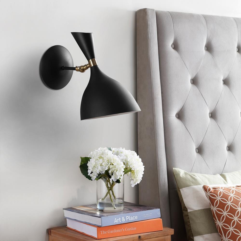 Josef Minimalistic Glam 10" Black Iron Dimmable LED Sconce