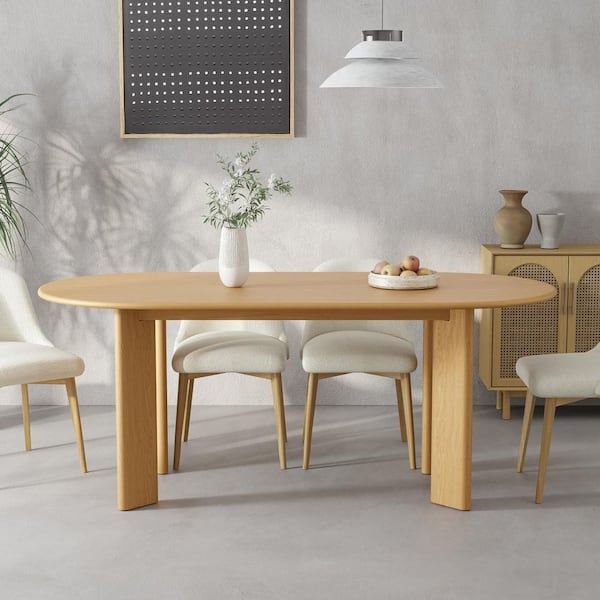 Oak Oval Wood 67 in. 4 Legs Base Kitchen Table Dining Table Seats 6