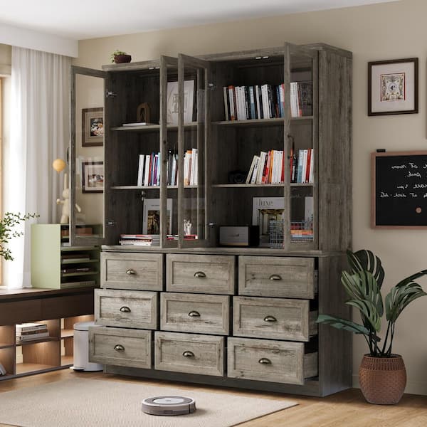 ふふ FUFU&GAGA Weathered Gray 78.7 in. Accent Cabinet Office