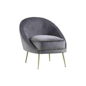Sasha Velour Modern Accent Chair, Grey
