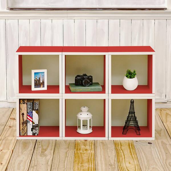 Way Basics 40 in. H x 26 in. W x 11 in. D Red Recycled Materials 6-Cube Storage Organizer