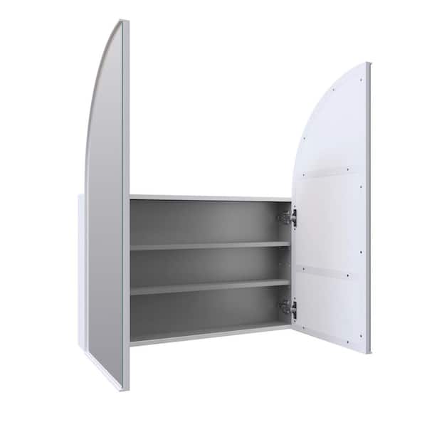 Aria 30 in. x 34 in. x 5 in. D White Recessed Medicine Cabinet with Mirror