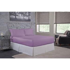4-Piece Lilac Solid 800TC Cotton Blend King Sheet Set