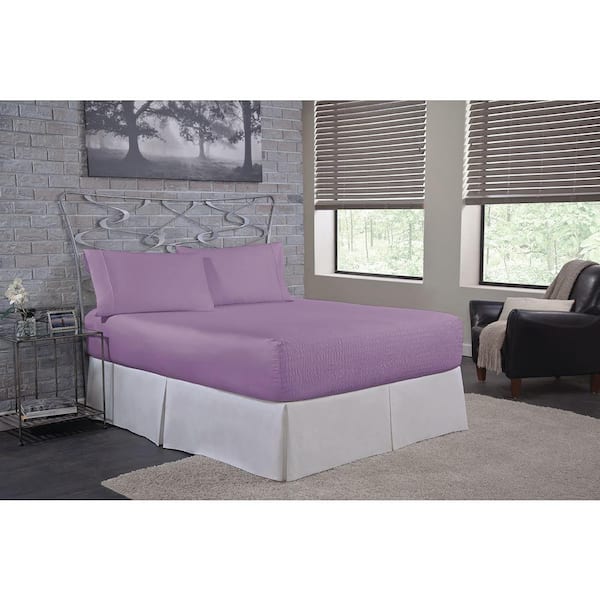 4-Piece Lilac Solid 800TC Cotton Blend King Sheet Set
