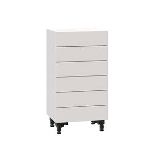 Shaker Assembled 18x34.5x14 in. Shallow 6-Drawer Base Cabinet with Metal Drawer Boxes in Vanilla White