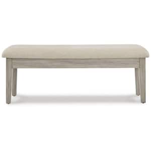 49 in. Beige and Gray Backless Bedroom Bench with Tapered Block Legs