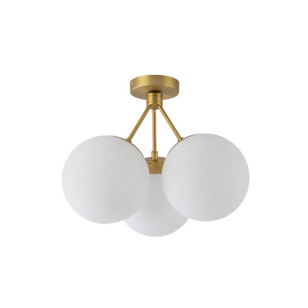 LLHZSY 18.11 in. 3-Light Modern Sputnik Brushed Gold Globe Semi