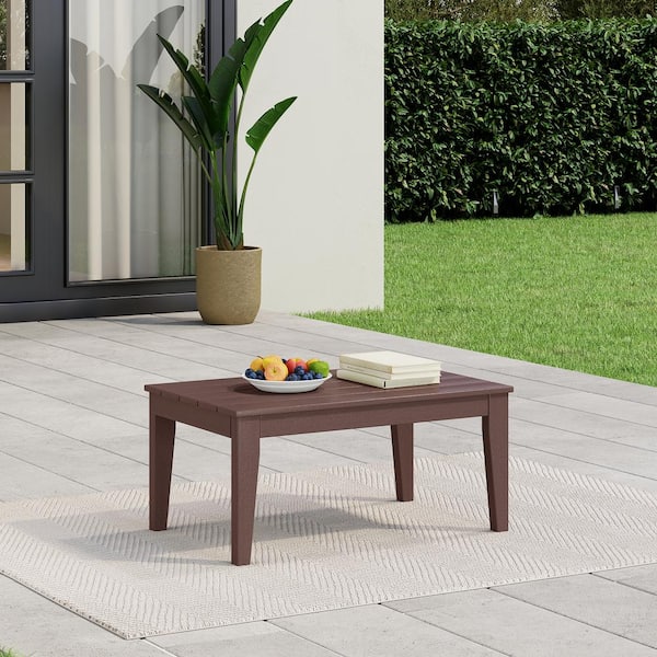 Laguna Outdoor Patio Weather Resistant Poly Plastic Rectangle Coffee Table in Dark Brown