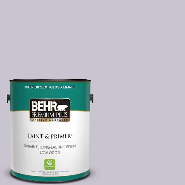 BEHR PREMIUM PLUS 1 gal. #N560-1 Posture and Pose Semi-Gloss Enamel Low Odor Interior Paint & Primer