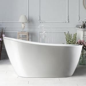 Limoges 55 in. Acrylic Flatbottom Bathtub in White/Polished Chrome