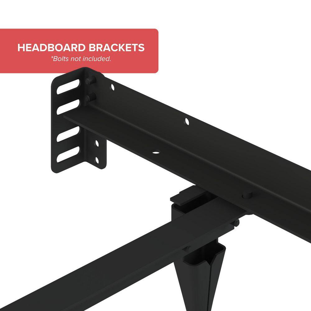 Atlas-Lock Black Metal King Bed Frame with Headboard
