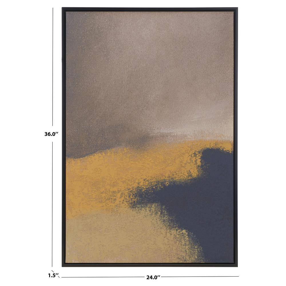 Moody Abstract Mixed Media Canvas Wall Art in Black Frame