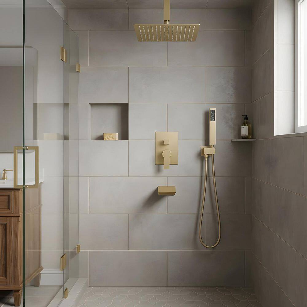 ZEPENGIA 2-Spray 12 in. Shower System with Ceiling Mounted