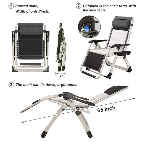 BOZTIY Zero Gravity Chair Silver Metal Folding Portable Lawn BOZTIY Zero Gravity Chair Silver Metal Folding Portable Lawn