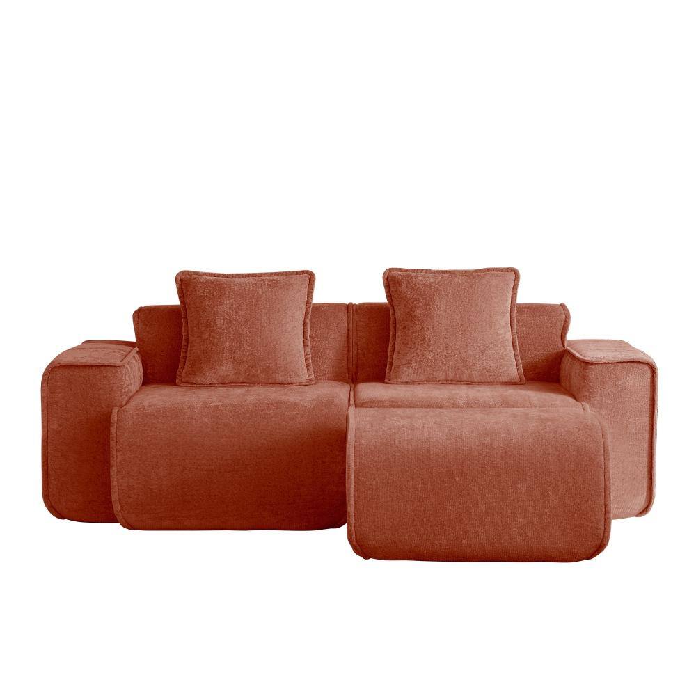 72 in. Armless 2-piece Velvet L-Shape Sectional Sofa with Ottoman in Red durable construction price history on PriceWatchPro