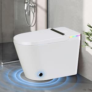 Foot Sensor Smart Elongated Bidet Toilet 1.28 GPF in Glossy White with Adjustable Sprayer Settings