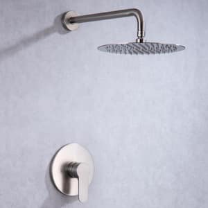 1-Spray Patterns with 2.5 GPM 10 in. Wall Mount Rain Fixed Shower Head in Brushed Nickel