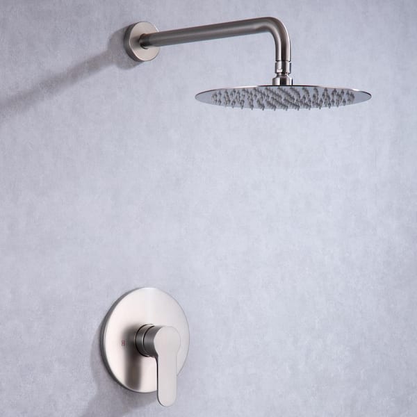 Staykiwi 1-Spray Patterns with 2.5 GPM 10 in. Wall Mount Rain Fixed Shower Head in Brushed Nickel