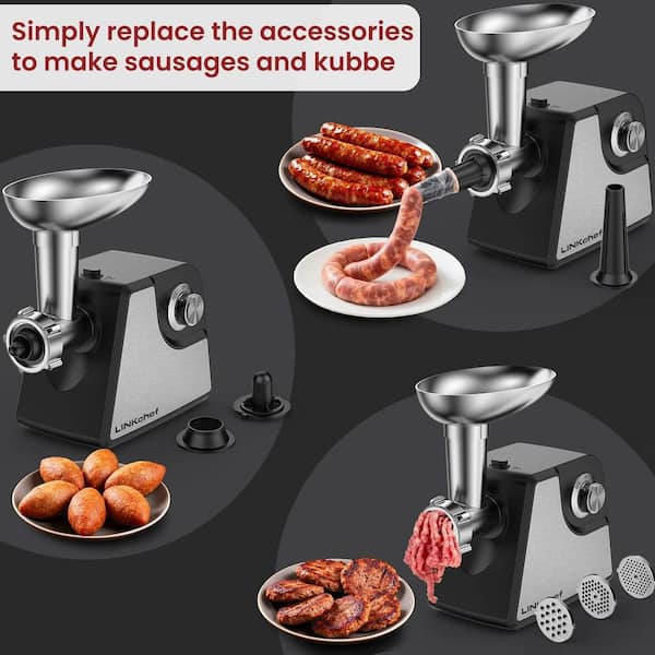 Electric Black Meat Grinder. 2400W Max Meat Grinders, 2 Speeds, 3